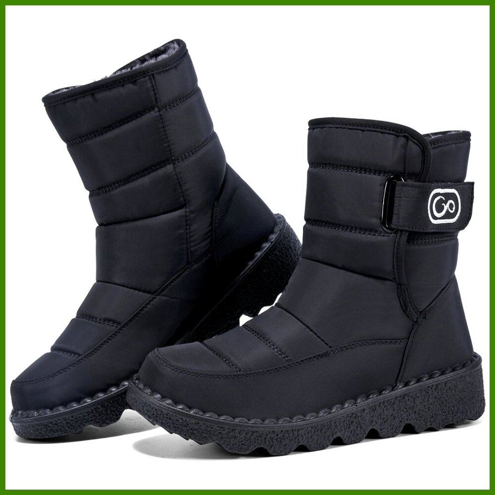 Winter Snow Boots with Warm Fur Lining Non Slip Waterproof Outdoor Shoes